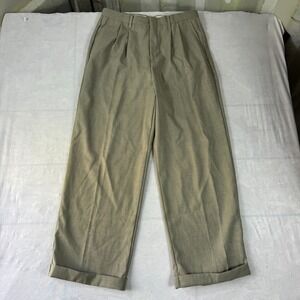 George Womens Chino Pants Taupe Pleated Front Classic Fit Comfort Cuffed Hem 16
